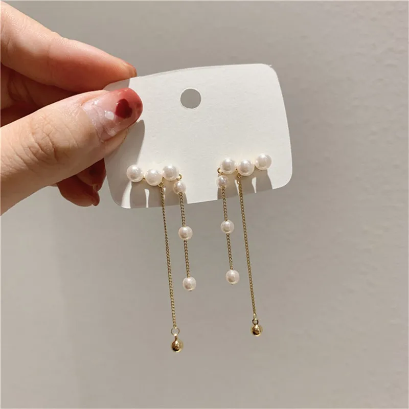 

Korean Earrings Fashion Jewelry Imitation Pearl Tassel Long Earrings Statement Earrings For Women Earrings Pendientes Wholesale