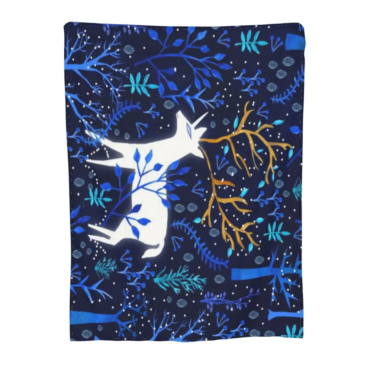 Ультрамягкое Флисовое одеяло Deericorn синего цвета