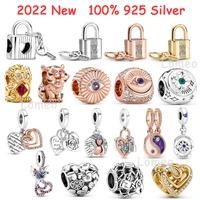2022 valentines day new 100 925 silver original logo love padlock key pendant new year tiger charm for diy pandora bracelet