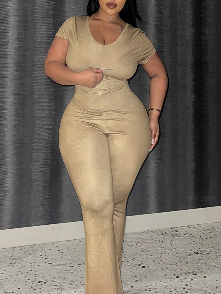 LW Большие размеры Расклешенные комбинезоны для женщин Осенний повседневный