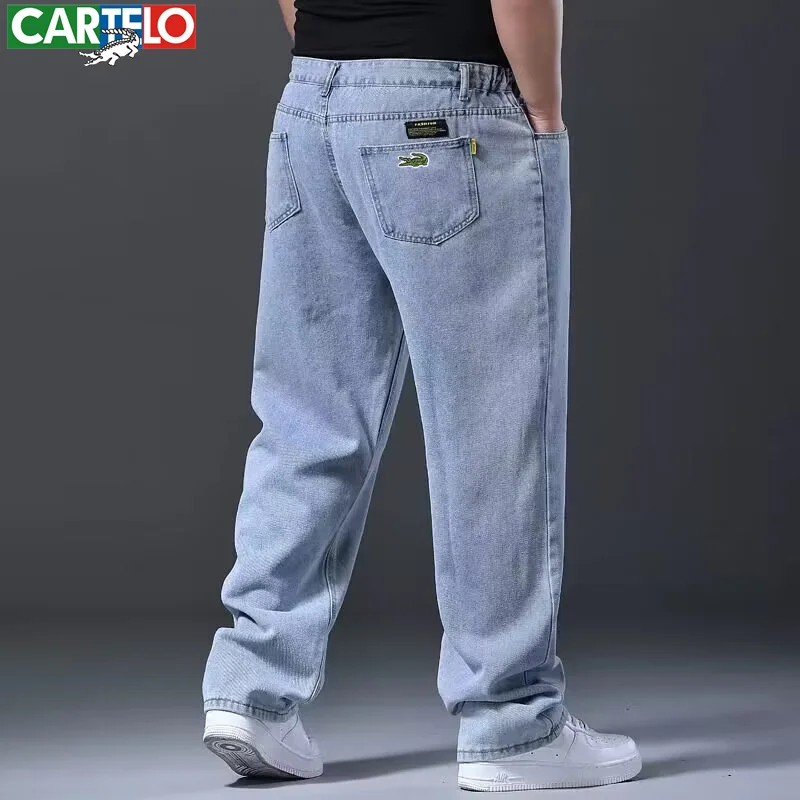 Spring and Autumn Fashion CARTELO Brand New Men's Jeans Large Black Blue Loose Large Jeans Casual Fat Oversized Workwear Pants