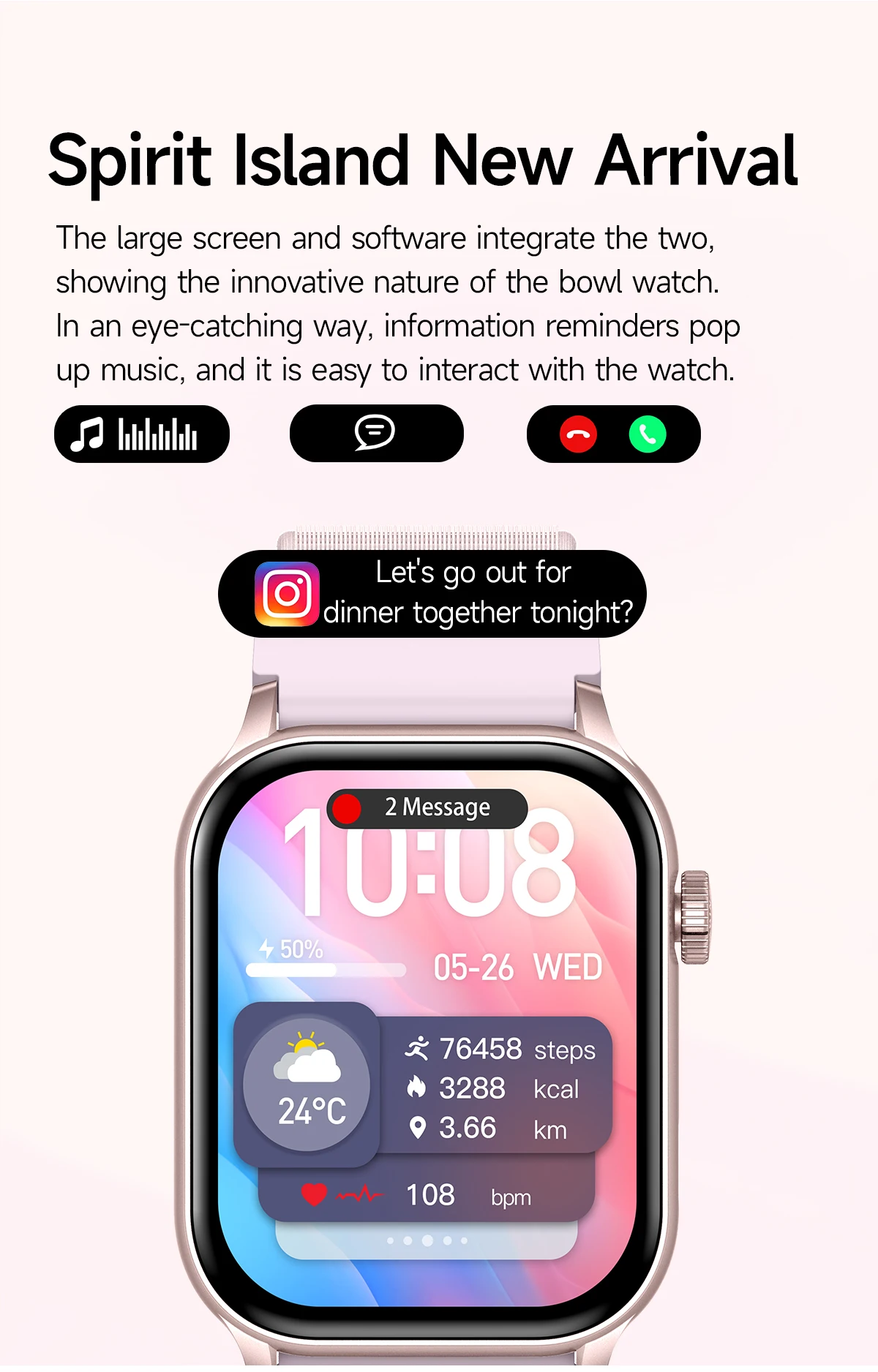 Смарт-часы для владельца времени мужчин и женщин 1 952-дюймовый экран легкий вес
