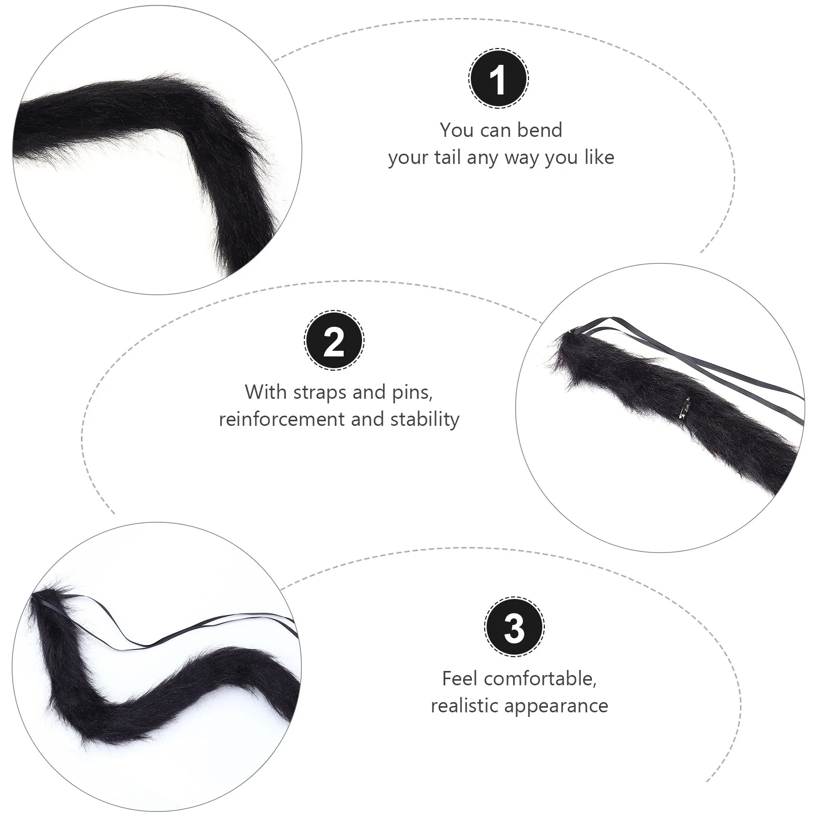 Костюм кошки декор реквизит Хэллоуин хвост платье костюмы кулон пушистый черный