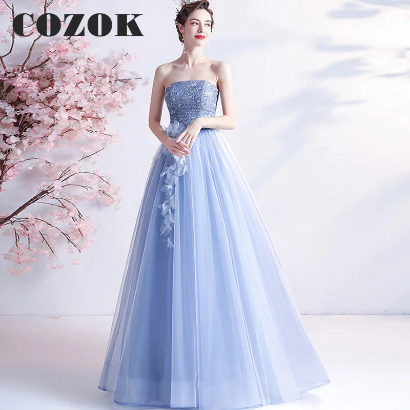 Женское вечернее платье с открытой спиной Тюлевое без бретелек элегантное