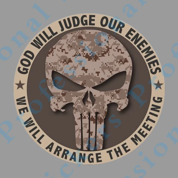 Череп Бог будет судить нашу клизму Decalss военный камуфляж наклейки для автомобиля