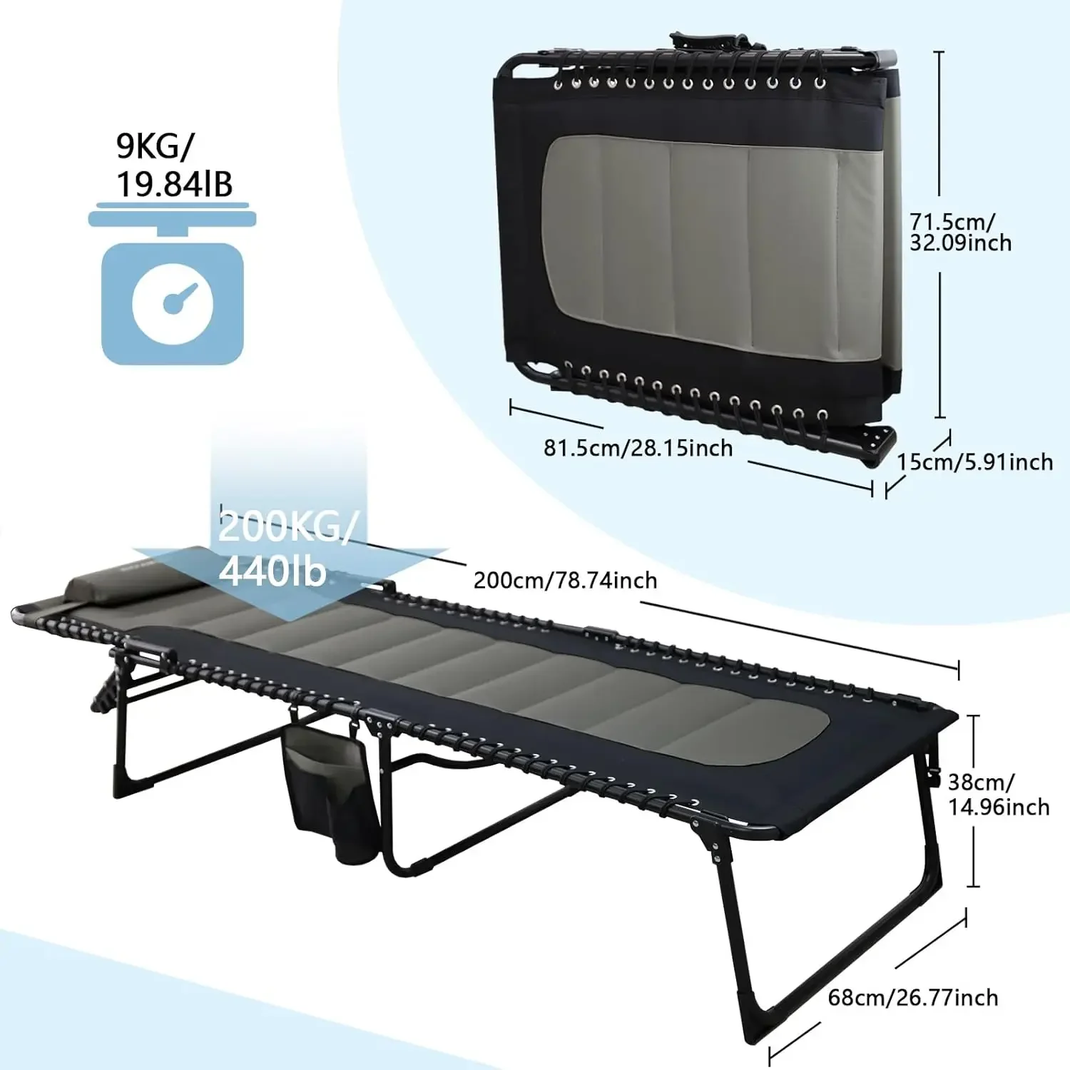 Мягкое складное кресло для отдыха на открытом воздухе взрослых 440 фунтов шезлонг