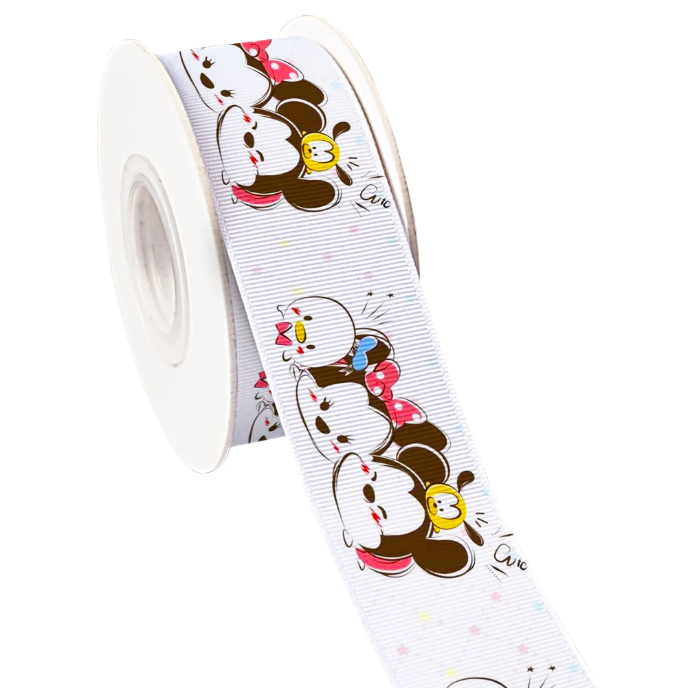 

10yards Cute Disney Baby Minnie Mickey Grosgrain Ribbon Satin Ribbon For Hair Bows DIY Gift Wrapping Handmade Materials