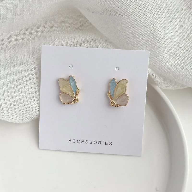 Lispector корейские эмалевые серьги-гвоздики в форме бабочки для женщин модные