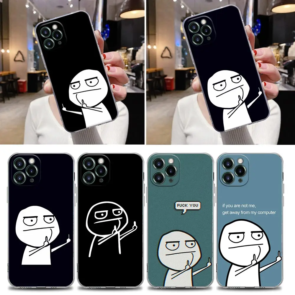 

Transparent Phone Case For Apple iPhone 12 11 13 Pro Max mini XS X XR 7 8 Plus SE 2020 Cases Cover Funny Man Middle Finger Fucek