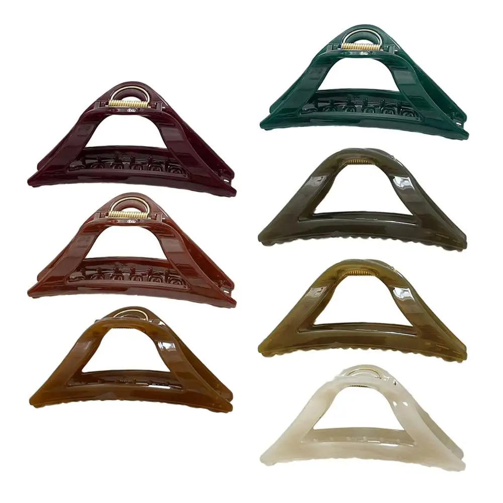 Женский ажурный зажим для волос нестандартный оливкового и янтарного цвета с