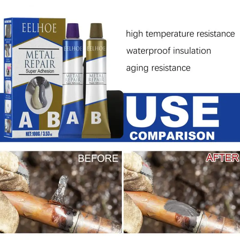 

AB Repair Glue Strong Bonding Sealant Casting Repair Glue Machine Metal Household Appliances Casting Repair Quick Powerful Glue