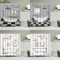 retro bathtub bath screen shower curtain european nostalgia bathroom curtain waterproof fabric for bathroom partition decoration
