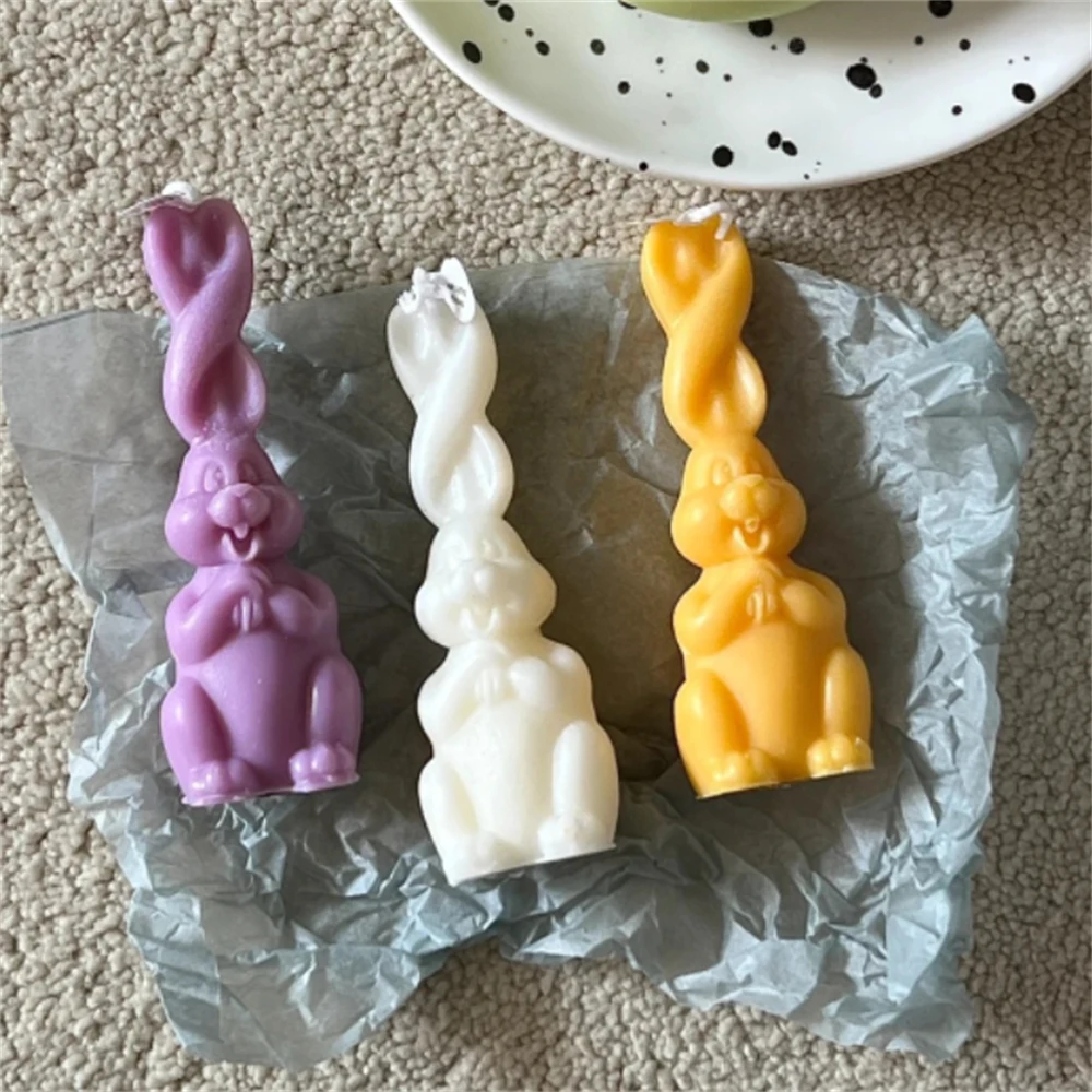 

3D Easter Long Ears Rabbit Candle Silicone Mold for Handmade Desktop DecorGypsum Epoxy Resin Aromatherapy Moule Bougie Wax Mould