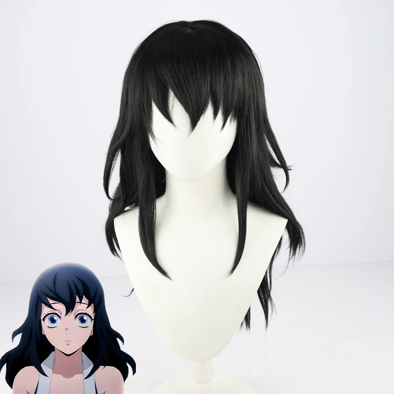 

Anime Demon Slayer Suma Cosplay Wig Kimetsu No Yaiba Season 2 70CM Long Black Heat Resistant Fiber Hair + Free Wig Cap