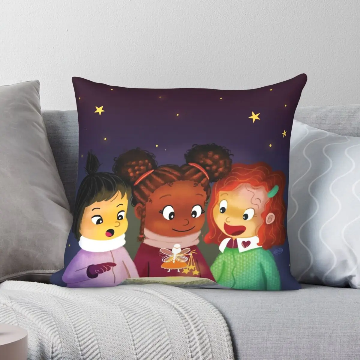 

Meeting With A Fairy Pillowcase Polyester Linen Velvet Creative Zip Decor Pillow Case Car Cushion Cover