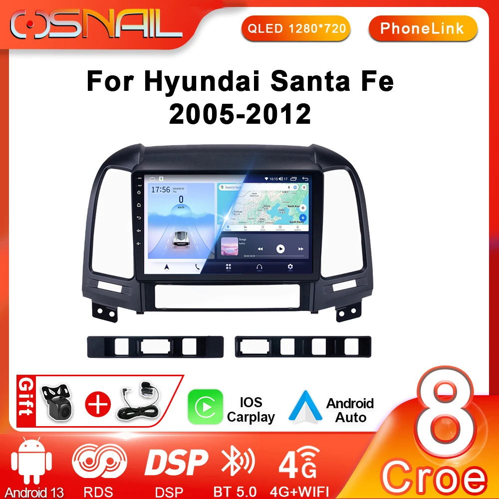 Автомагнитола 2 din на Android для Hyundai Santa Fe 2006-2012 мультимедийный плеер CarPlay