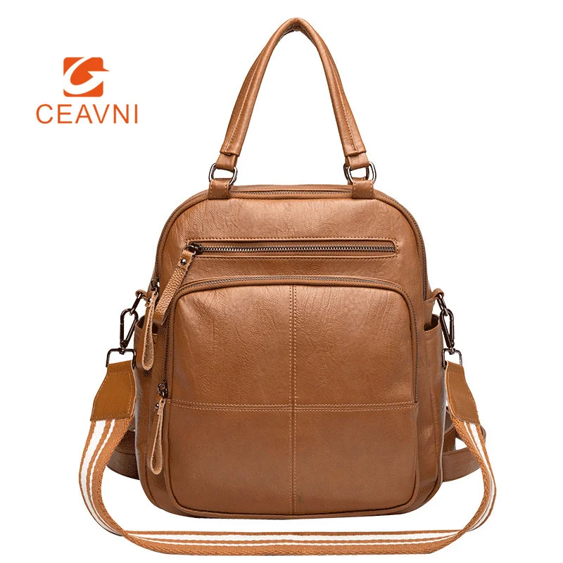 

2023 New Leather Ladies Backpack Women Fashion Korean Backpack Large Capacity Laptop Solid Student Bag Travel Backpack