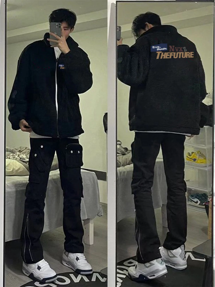 Fashion Brand Letter Stand Collar down Jacket Cotton-padded Clothes Men's Winter Hip-hop Thickened Warm Cotton-Padded Clothes...