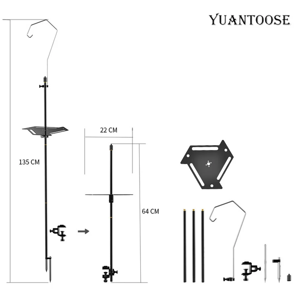

Desktop Bracket Black Foldable Adjustable Multi-function Dual-purpose Camping Equipment Desktop Fixture Aluminum Alloy Foot Nail