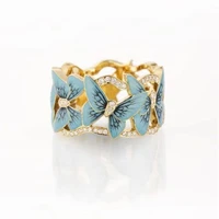 gu li exquisite golden hollow butterfly animal enamel ring for women party wedding engagement rings hand jewelry accessories