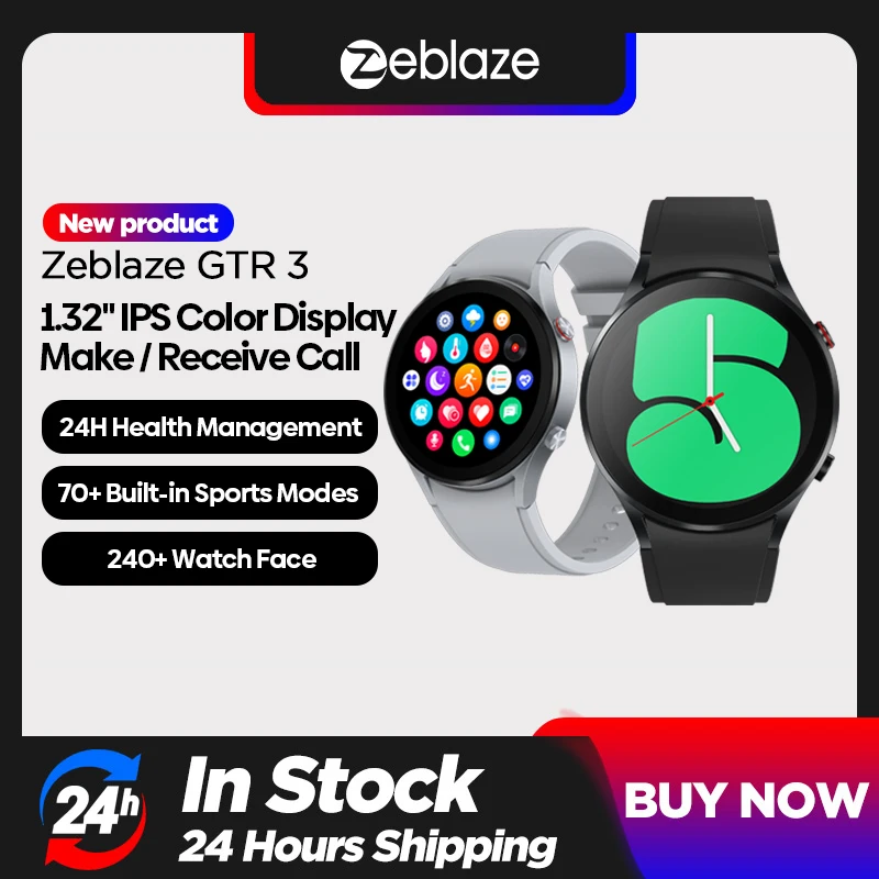 

Zeblaze GTR 3 Smart Watch 1.32&#39 IPS Display Voice Calling 24H Health Monitor 240+ Watch Faces 70+ Sports Modes Watch For Man