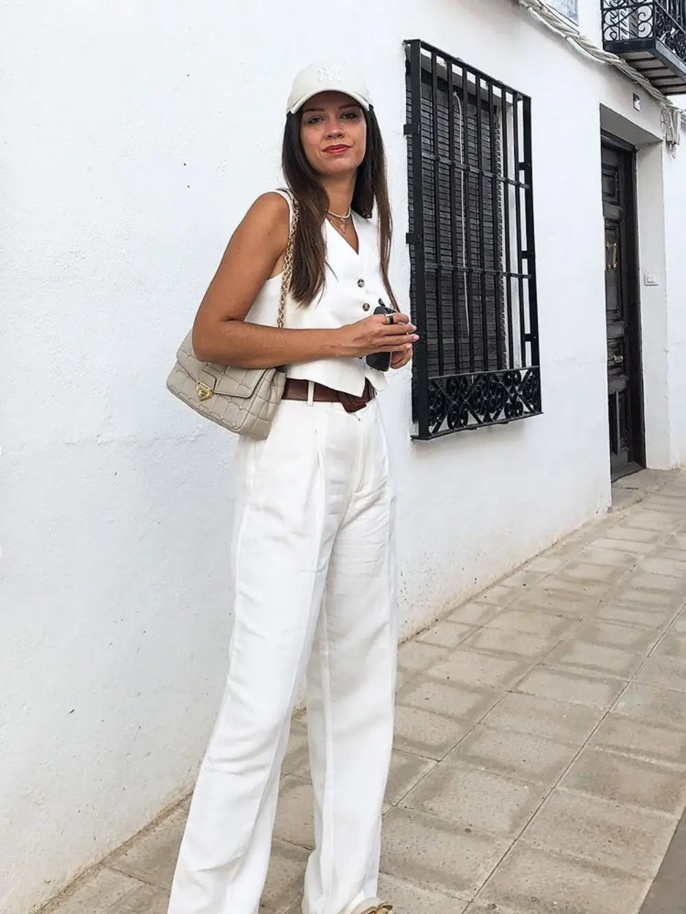 White Cotton Linen Trousers Sleeveless Single Breasted Vest Pants Suit Office Ladies Spring Summer Wide Leg Casual Fashion Set