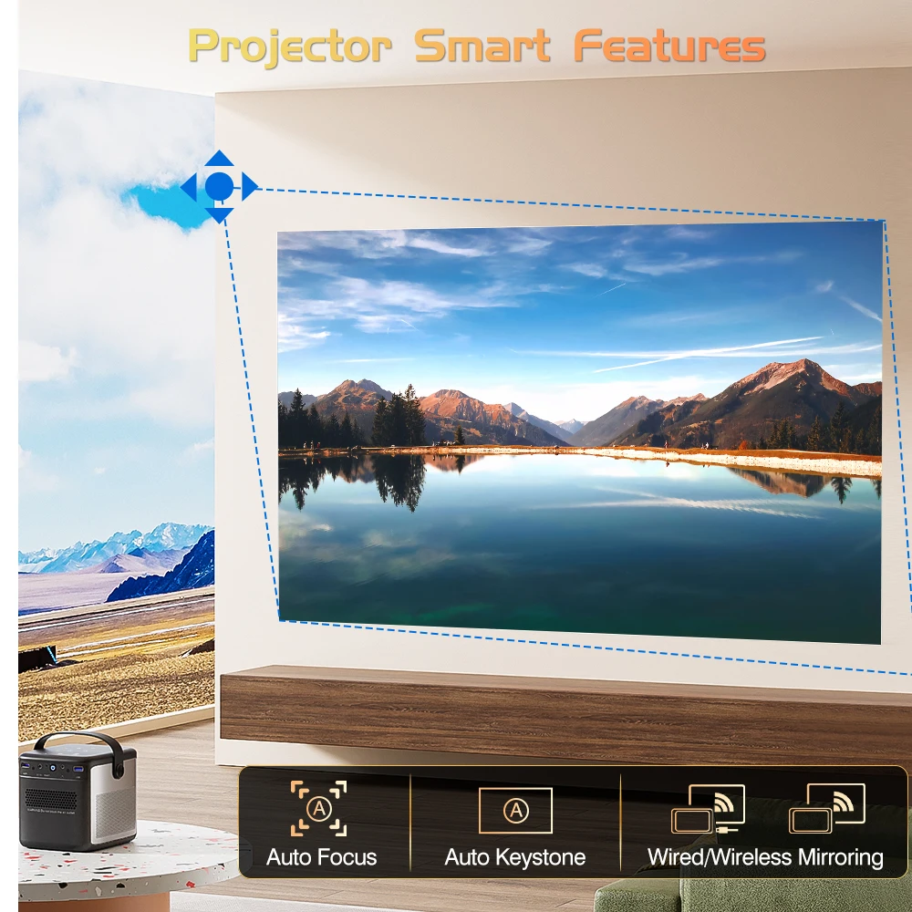 Touyinger G5 Умный видеопроектор 1080P 4K Android 11 2G Встроенный аккумулятор DLP 3D Автофокус Открытый (art.: 3920d4b606eee) - 3920d4b606eee