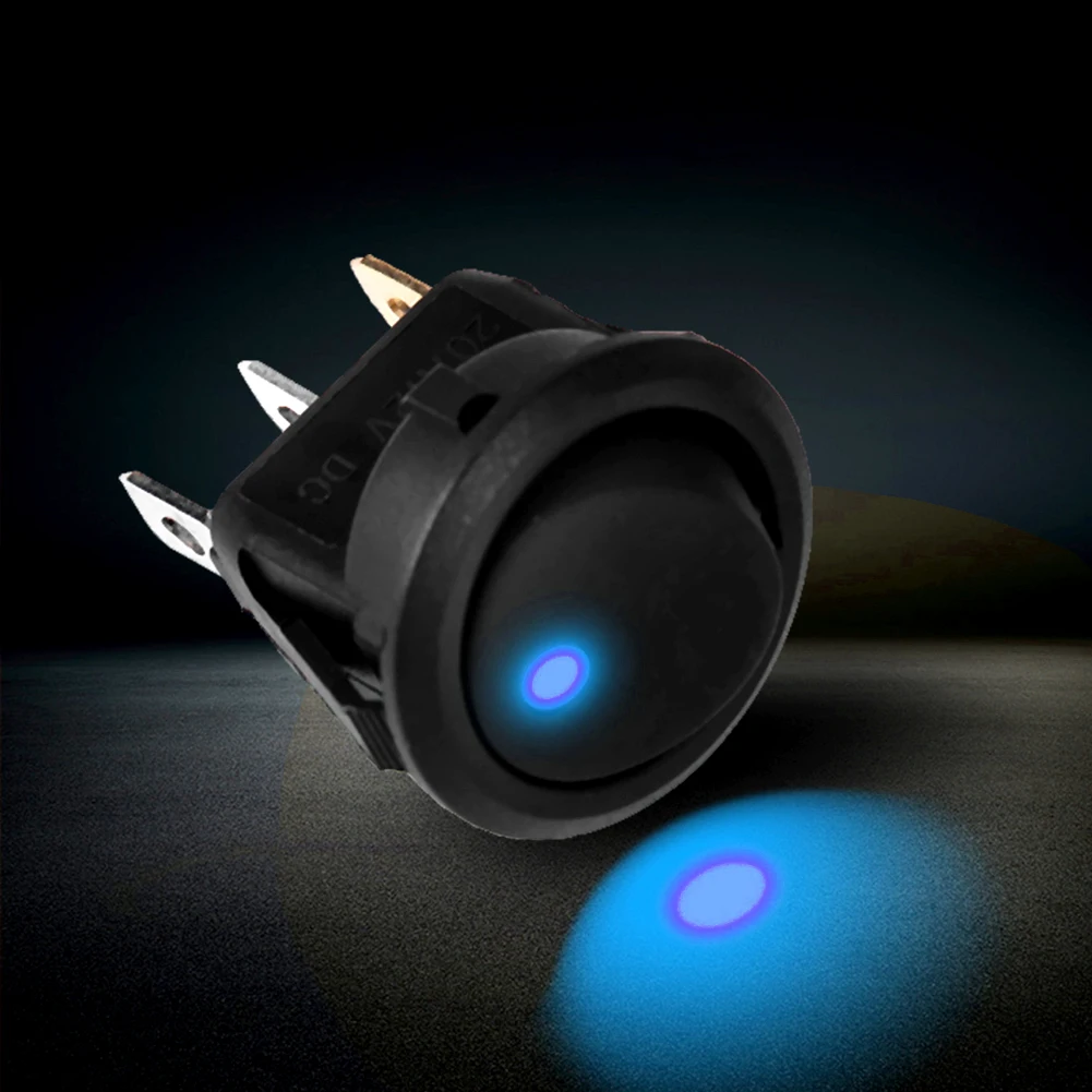 

20A 12V 3 Pin Car Auto Boat On Off Round Dot LED Light Rocker Toggle Switch