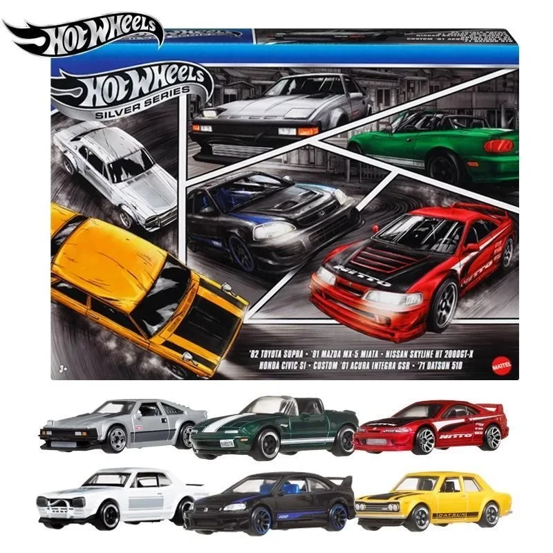 Фото Hot Wheels 2025 JBY77 Silver Label 6 шт./лот Nissan Skyline Datsun Acura сплав маленькая модель автомобиля 1/64 литые под давлением игрушки-автомобили №1