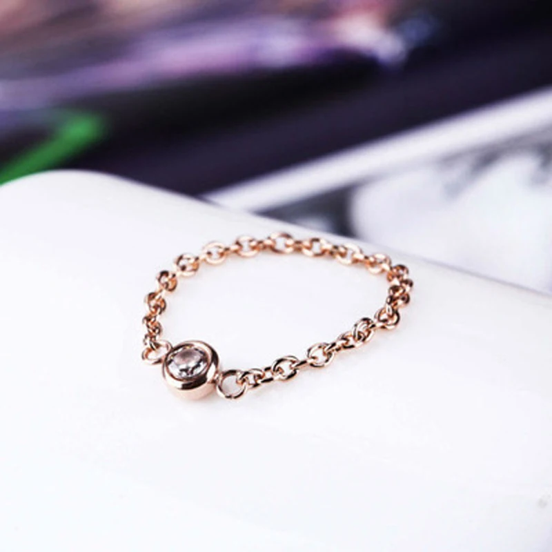 

Fashion New Design Link Chain Fashion Women Rings For Wedding Cubic Zircon Cocktail Ring Anillos Mujer R-155