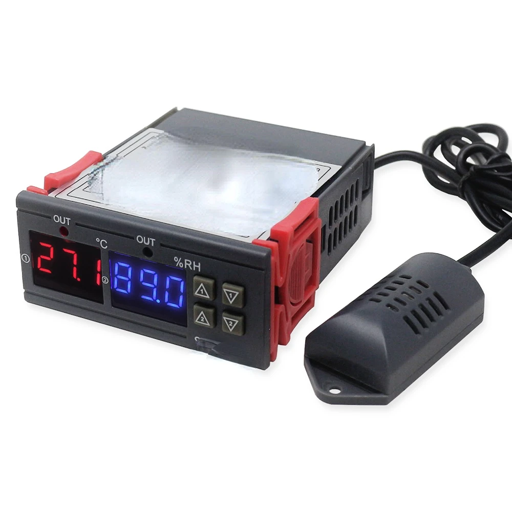 

Digital Thermostat Hygrostat Temperature Humidity Controller AC 110V-220V DC12V Regulator Heating Cooling Control STC-3028