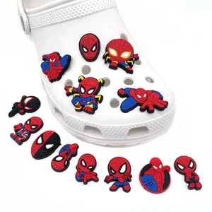 Imported New 5/10PCS Cartoon Super hero Spiderman PVC shoe charms DIY Accessories fit croc clogs sandals Deco