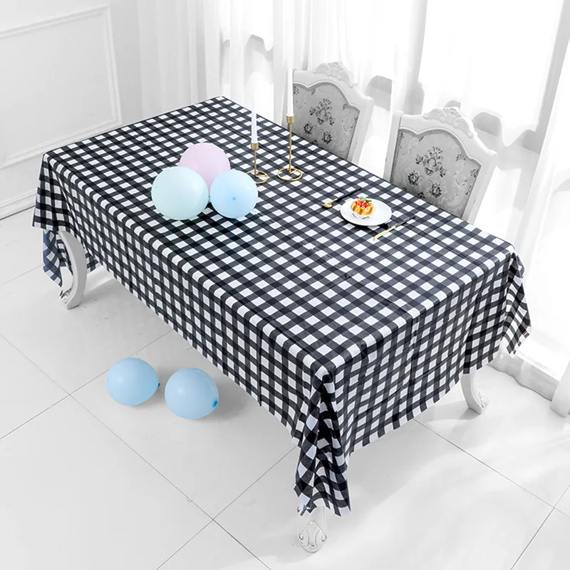 

Gingham Checkered Disposable Plastic Picnic Tablecloth For Wedding Birthday Parties 54 Inch x 108 Inch Rectangle Table Cover