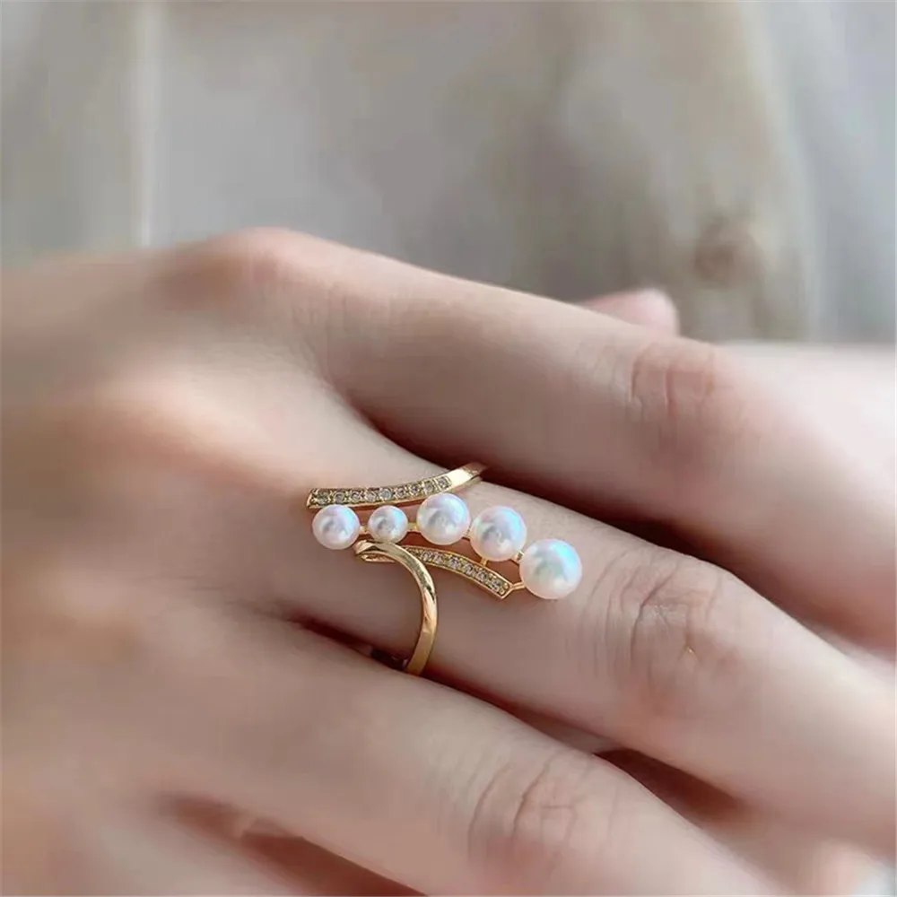 

Жемчужные аксессуары «сделай сам», ювелирные изделия из стерлингового серебра S925, Золотое кольцо с несколькими бусинами, пустые, подходят для бусин 3-6 мм