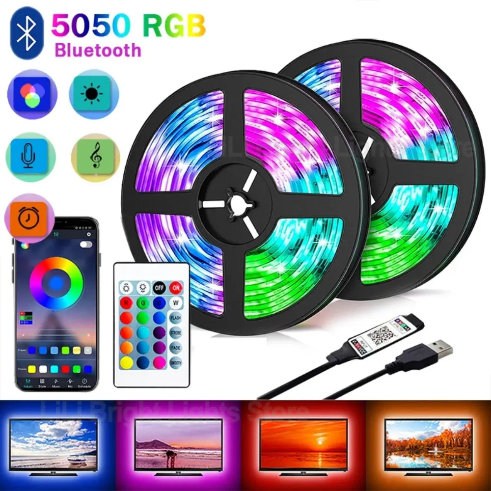 

RGB5050 LED Ice Lights TV Desktop Screen Backlight LED Strip Light Color Change Bedroom Decoration DC5V 1m 2m 3m 4m 5m Luces LED