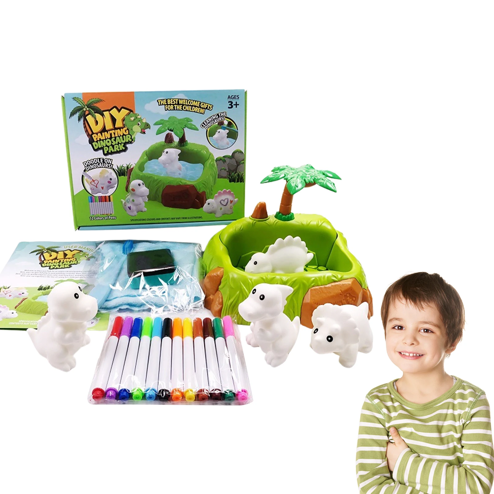 

Набор для рисования динозавров, игрушки динозавров для детей, Украсьте своего динозавра, создайте динозавр, мир, рисунок, подарки для мальчи...