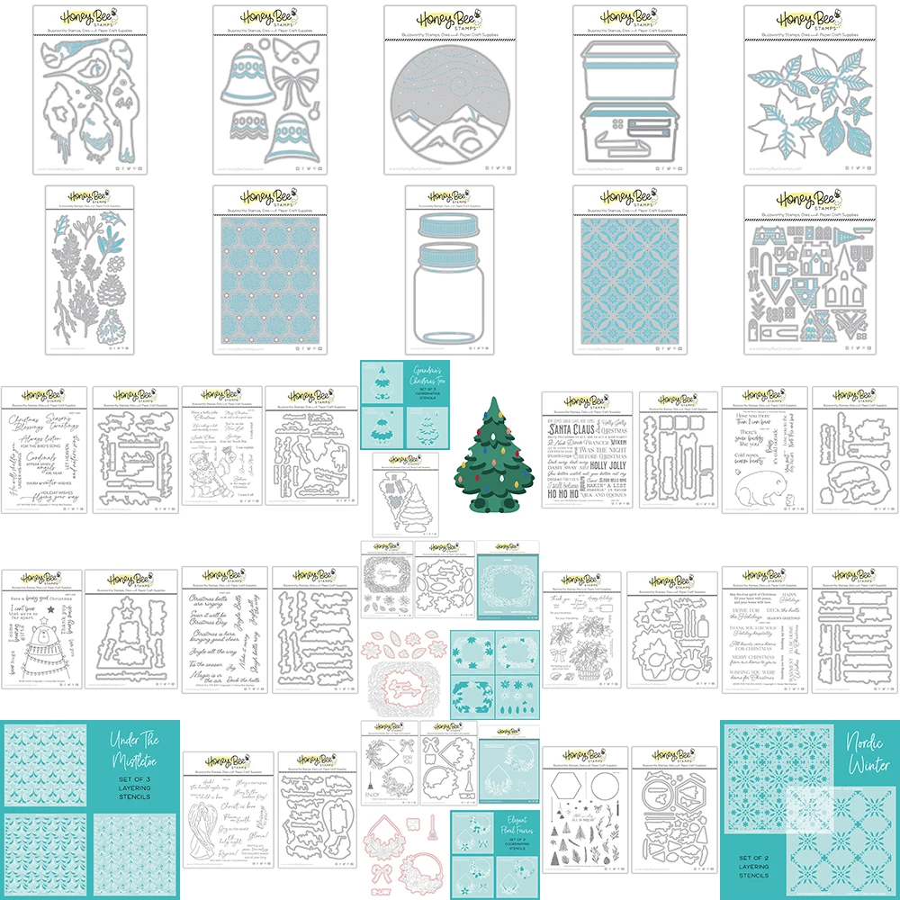 

Новинка 2022, Октябрьский трафарет с Санта, рождественскими конусами, птицами, колокольчиками и штампами, вырубные штампы для изготовления карт и слов, скрапбукинга