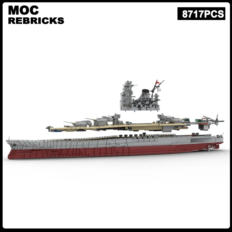Японская военная серия WW2 темно-синий линкор IJN Yamato космический корабль MOC