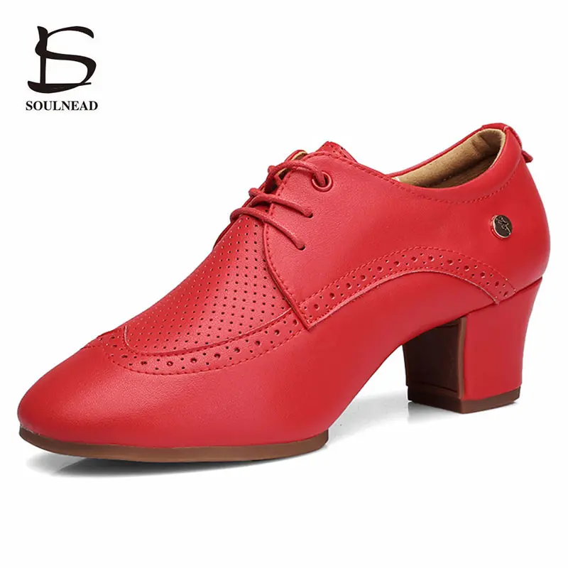 Women Latin Dancs Shoes Jazz Salsa Ballroom Shoes Ladies Heels 5cm Modern Tango Sneakers Red Party Female Modern Dancing Shoes
