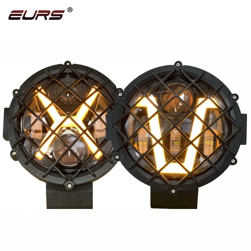 

EURS 7-inch circular X-shaped V-shaped grille Wrangler JEEP off-road vehicle integrated high and low beams