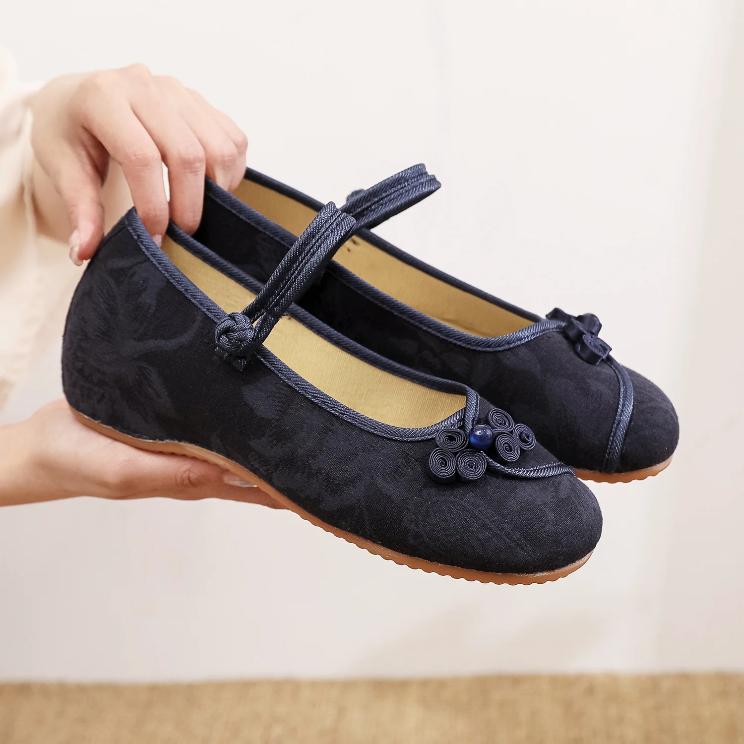 Балетки женские с вышивкой хлопок китайский узел повседневные туфли на плоской