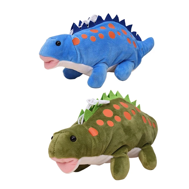 

2 Pcs Dinosaur Students Pencil Case Pen Bag Plush Toy Children Creative Toy Storage Bag Doll Gift Cartoon Cute Pen Pouch , Blue