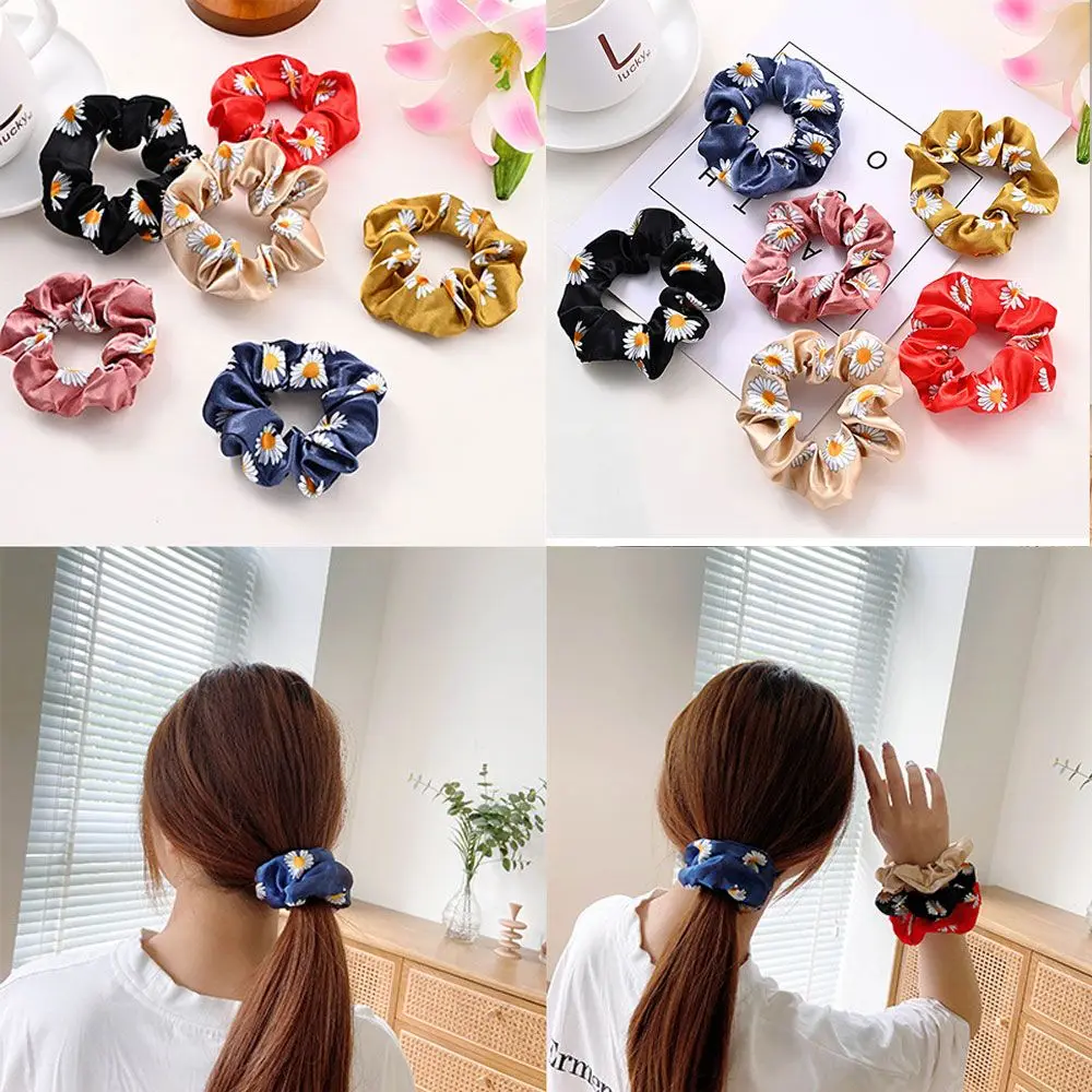 

Модная эластичная резинка для волос с маргаритками и цветами, резинка для волос, резинки для волос, женские заколки для конского хвоста, тре...