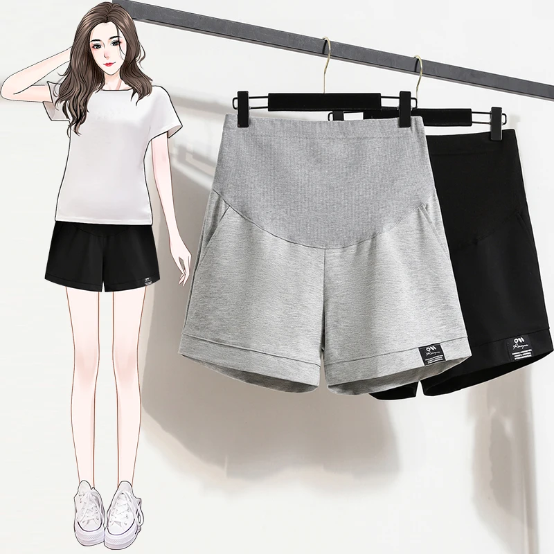 

2022 Summer Fashion Pregnant Women Shorts Empired Maternity Sports Trousers Wide Leg Pregnancy Cotton Belly Pants Casual Shorts