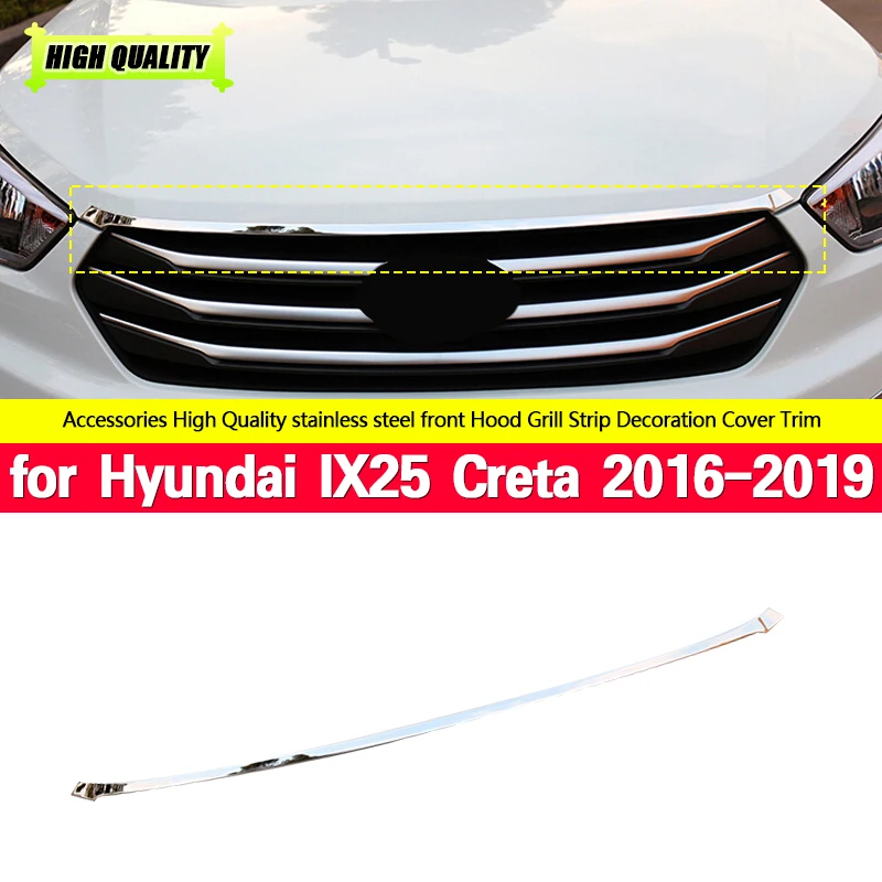 

Аксессуары для Hyundai Ix25 Creta 2016-19, передняя решетка радиатора для гонок, отделка, Внешнее украшение, отделка решетки из нержавеющей стали