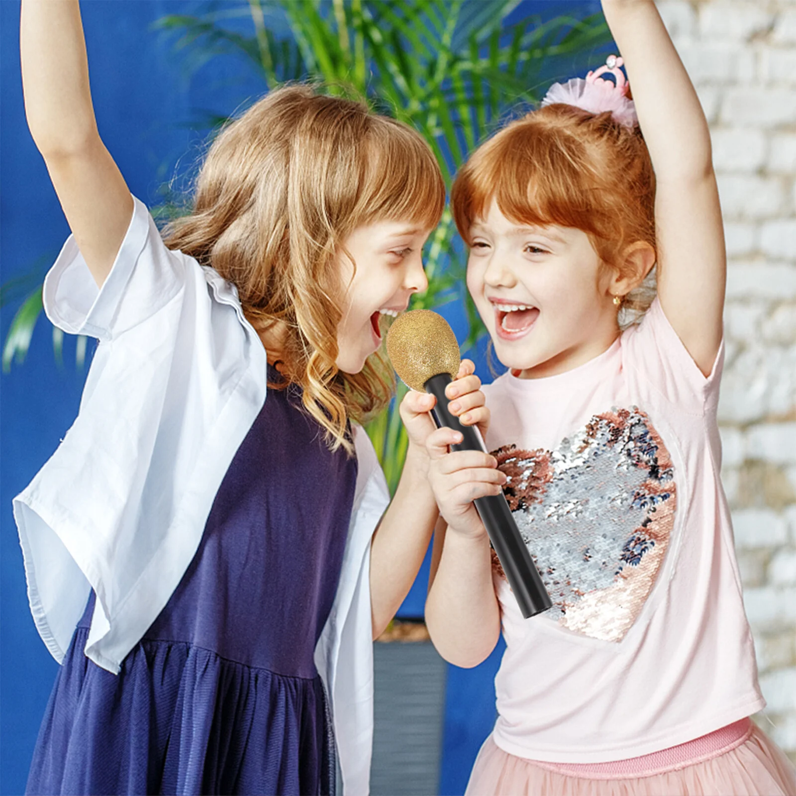 

2 Pcs Silver Powder Kids Fake Microphone Children Toy Toys Vintage Models Foam Party Favors Clothing