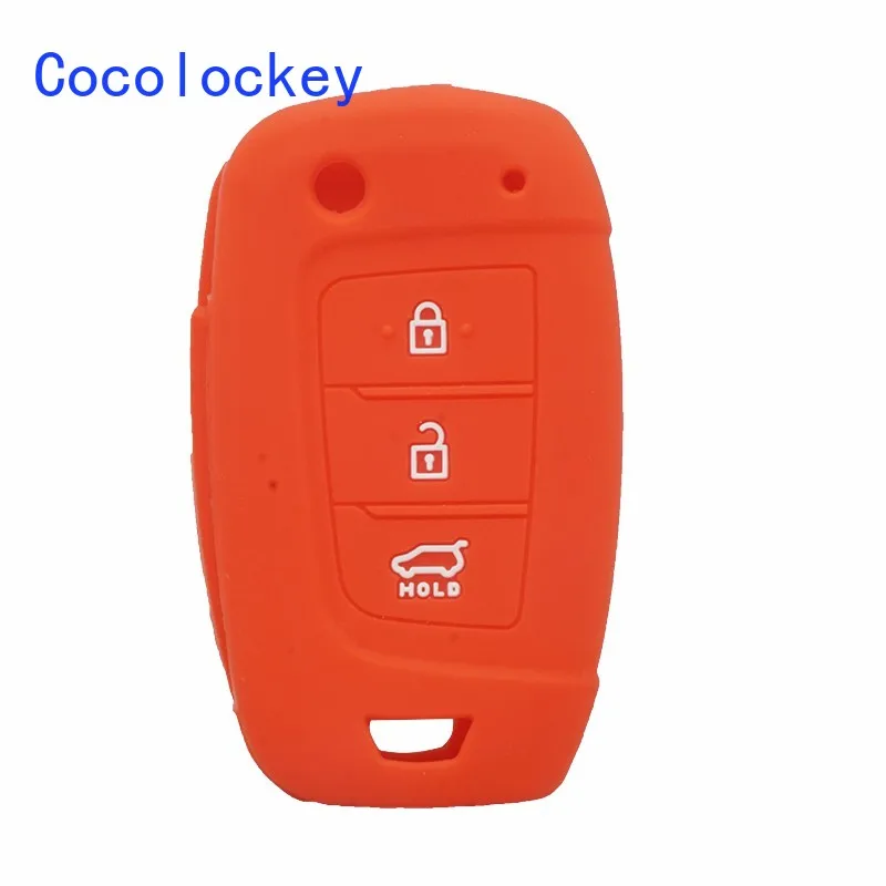 

Cocolockey Silicone Car Key Cover Case for Hyundai Elantra Solaris 2016 2017 2018 Flip Remote Key 3 Button Protect Car Accessory