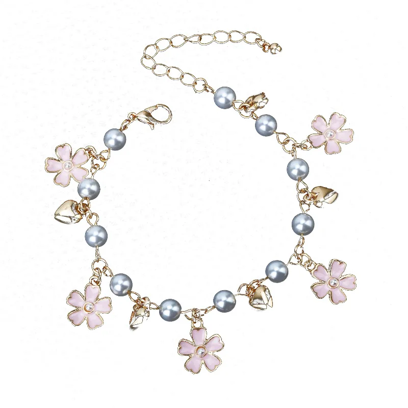 

Cherry Blossom Imitation Pearl Bracelet for Women 2023 New Fashion Sweet Magical Girl Bracelets Cosplay Anime Character Jewelry