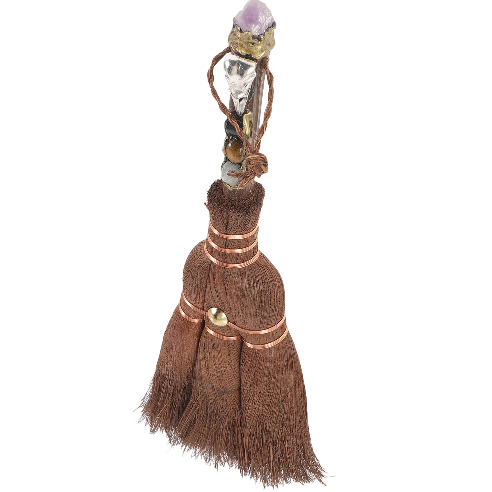 

House Decorations Home Altar Crystal Wicca Broom Halloweem DIY Craft Pendant Prop Wooden Witch Halloween