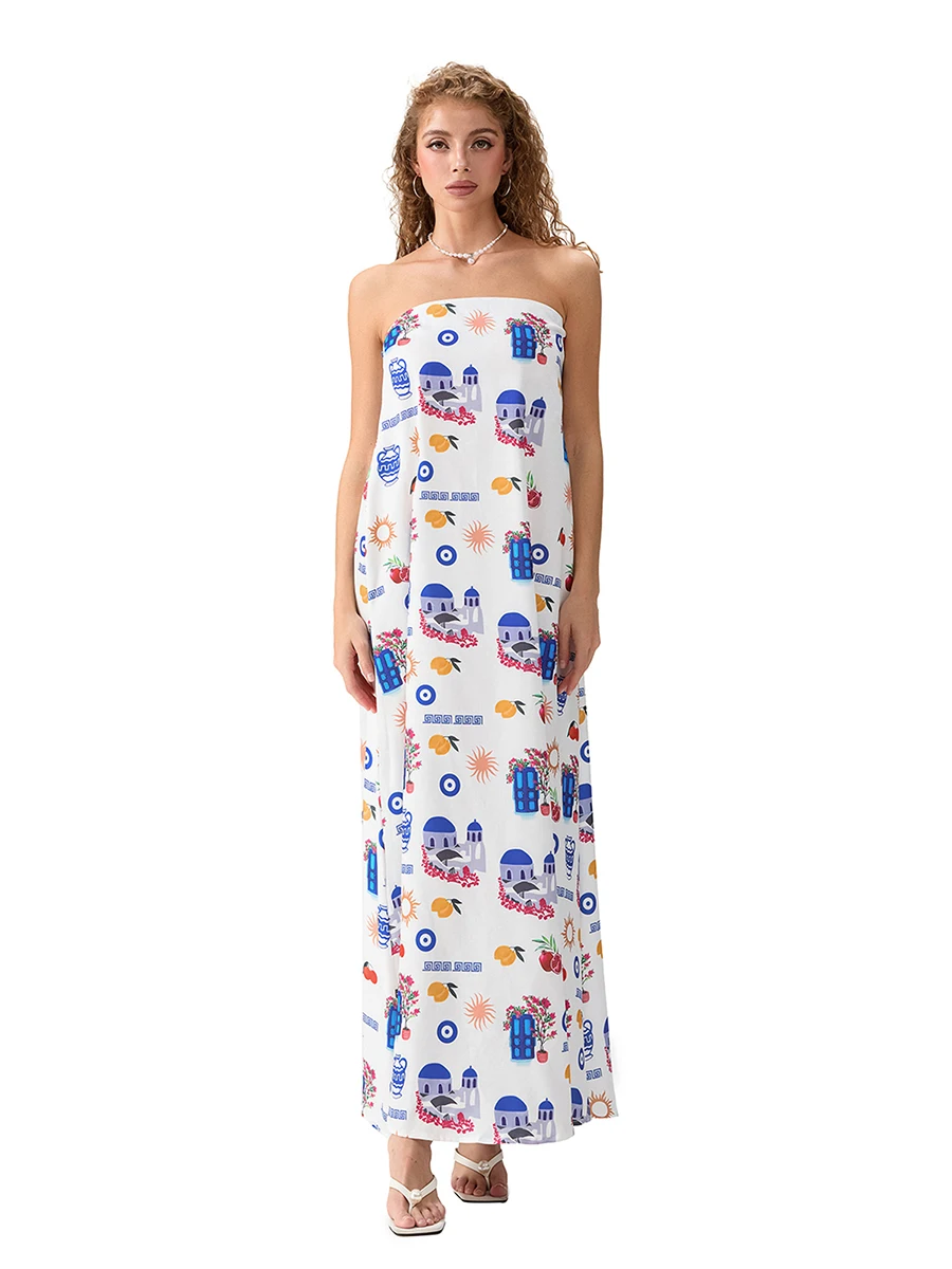 Женское летнее длинное платье без бретелек повседневное свободное платье-футляр